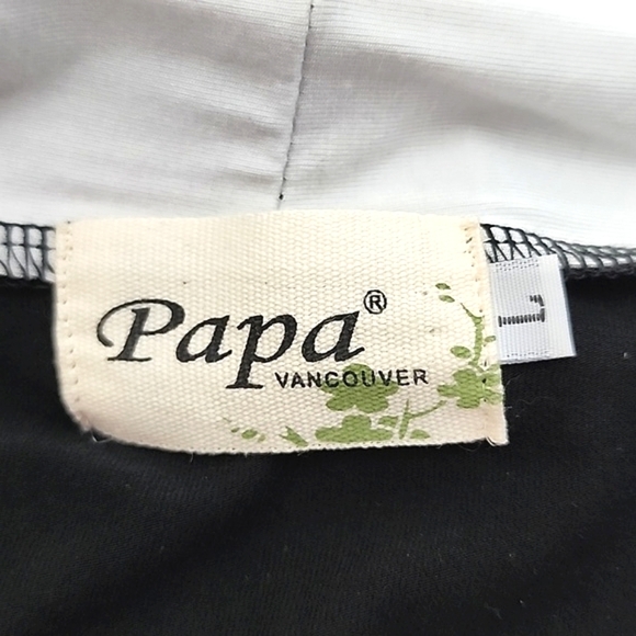 Papa Cowl Neck  Black White Layered Long Sleeves Tunic Top Bamboo Drapy Size L - Picture 4 of 11